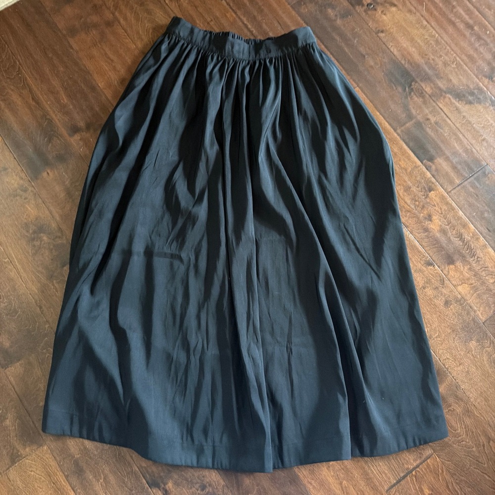 A New Day Black Maxi Skirt Elastic Waist Sz M Minimalist Classic